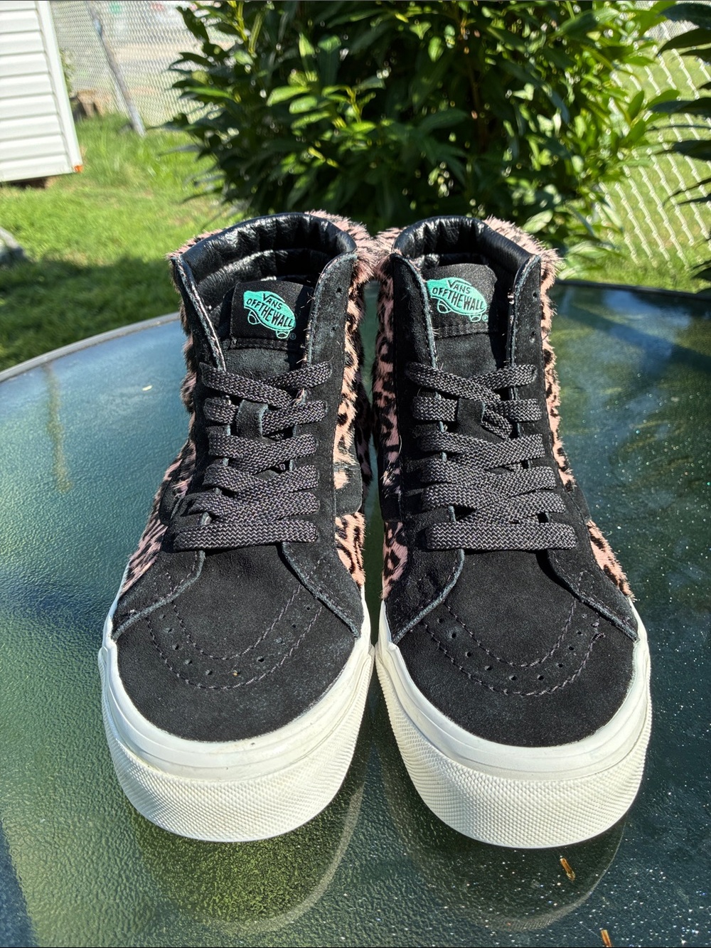 Vans Women's High-Top Sneakers in Black with Pink Leopard Print & Black Suede, 8 - Picture 3 of 7